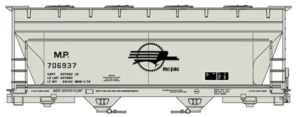 Accurail 2215 - 2-Bay ACF Covered Hopper Missouri Pacific (MP) 706937 - HO Scale Kit