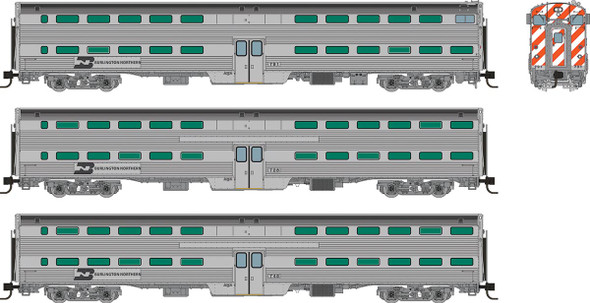 PRE-ORDER: Rapido 545001 - Gallery Commuter Car Set Burlington Northern (BN) Cab: 791 Coaches: 728 746 - N Scale