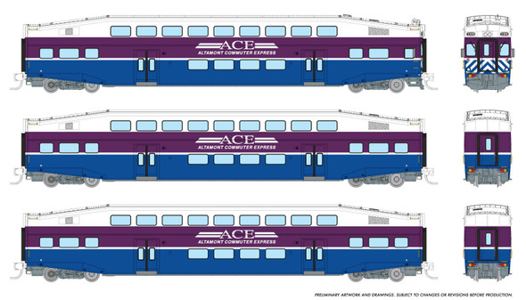 PRE-ORDER: Rapido 546001 - Bilevel Commuter Car Set Altamont