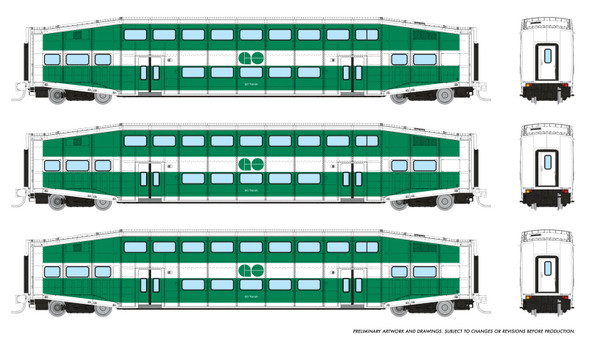 PRE-ORDER: Rapido 546014 - Bilevel Commuter Car Set GO Transit