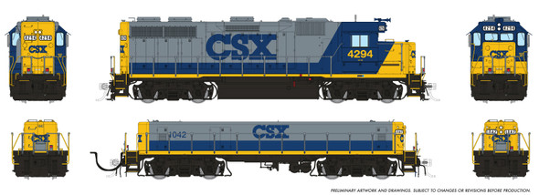 PRE-ORDER: Rapido 39030 - EMD GP39 Mother+Slug DC Silent CSX (CSXT) #4294 + #1042 YN2 - HO Scale