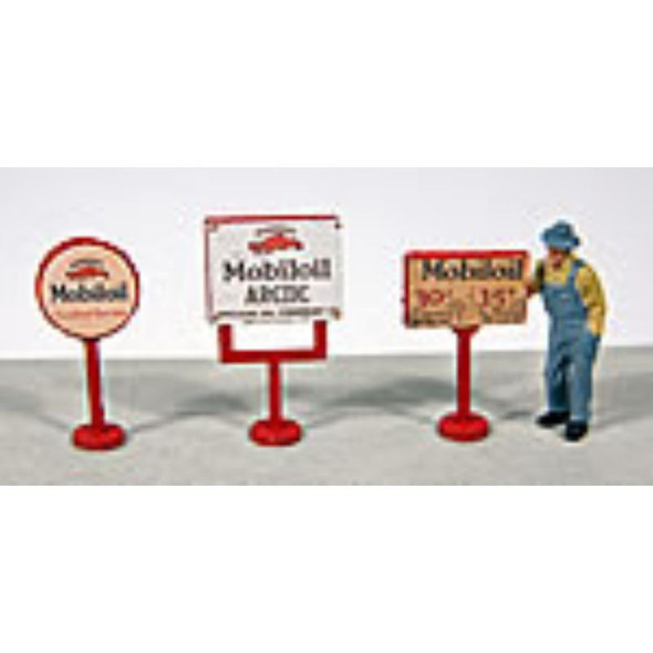 JL Innovative 463 - Vintage Gas Station Curb Signs Mobil    - HO Scale