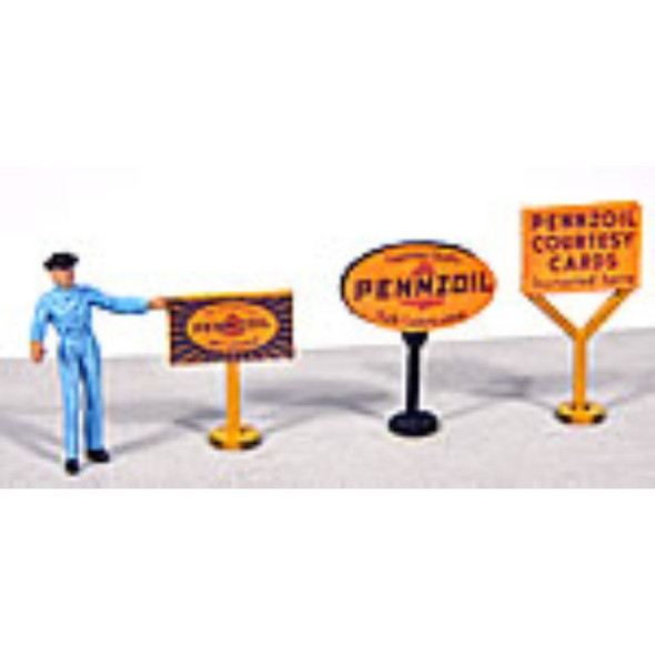 JL Innovative 473 - Vintage Gas Station Curb Signs Pennzoil    - HO Scale