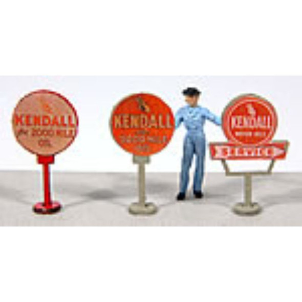 JL Innovative 474 - Vintage Gas Station Curb Signs Kendall    - HO Scale