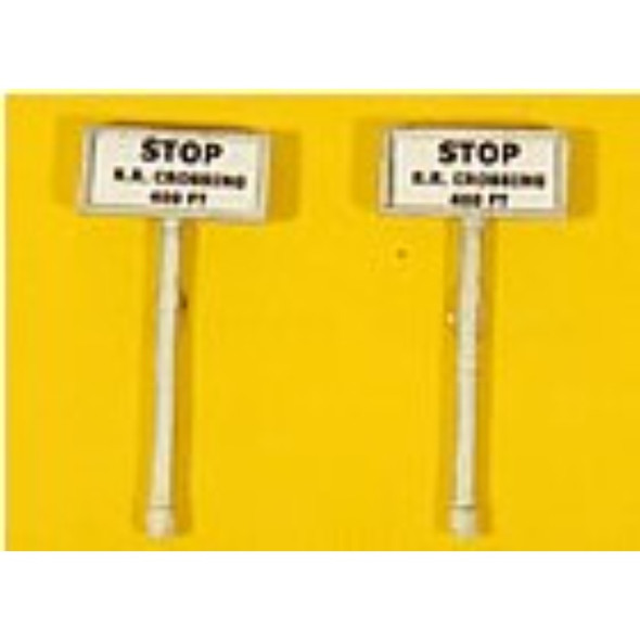 JL Innovative 839 - Stop RR Crossing 400 Ft. Sign (2)    - HO Scale