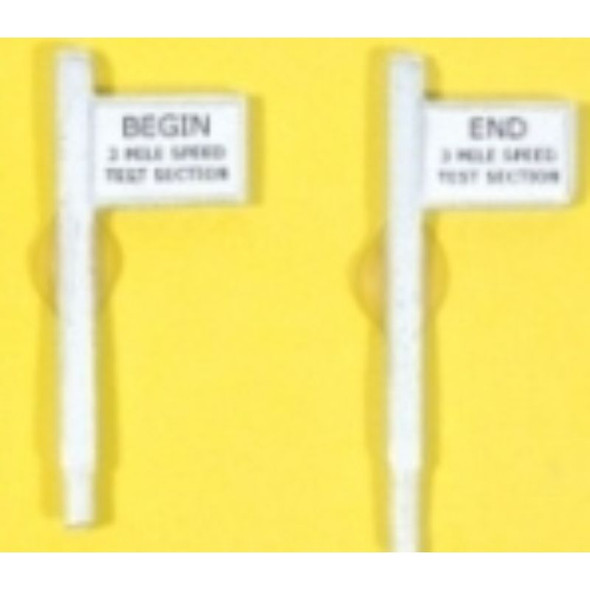 JL Innovative 849 - Custom Right of Way Signs - Begin/End 3 Mile Test    - HO Scale