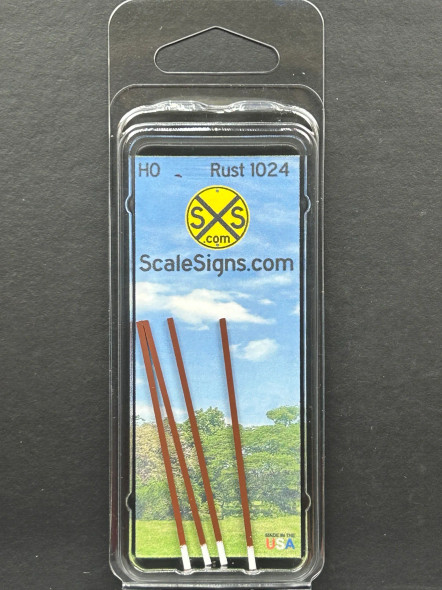 ScaleSigns HO-1003-002 - 4"x4" Square Rust Poles  - HO Scale