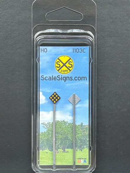 ScaleSigns HO-1100-003-v01-C - Yellow Object Markers Sign and Pole  - HO Scale