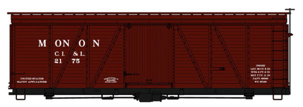 Accurail 1187 - 36' Fowler Wood Boxcar Monon (CIL) 2175 - HO Scale Kit