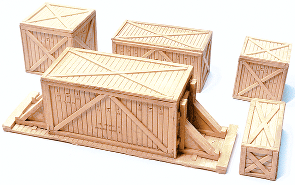 Chooch Enterprises 7243 - Cast Resin Freight Car Load Heavy Crates - Various Pieces (5)  - HO Scale