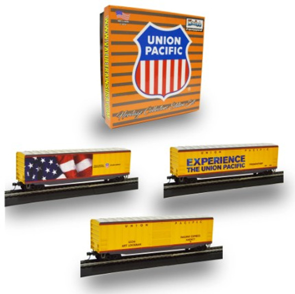 Value Trains USA HO10067 - ACF 50'6" Boxcar Union Pacific (UP) Heritage Fleet - 3 Car Set - HO Scale