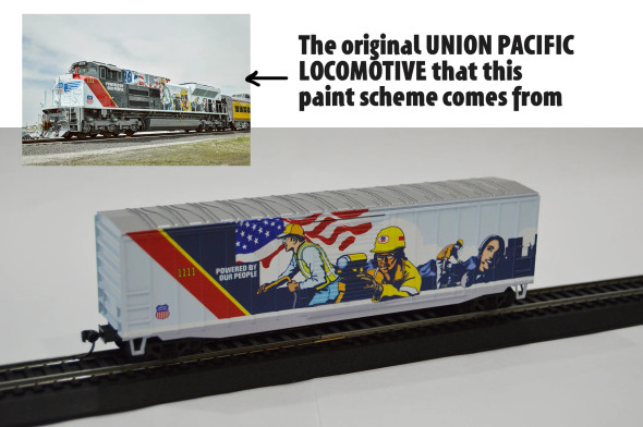 Value Trains USA HO10054 - ACF 50'6" Boxcar Powered By Our People Scheme Box Car Union Pacific (UP) 1111 - HO Scale