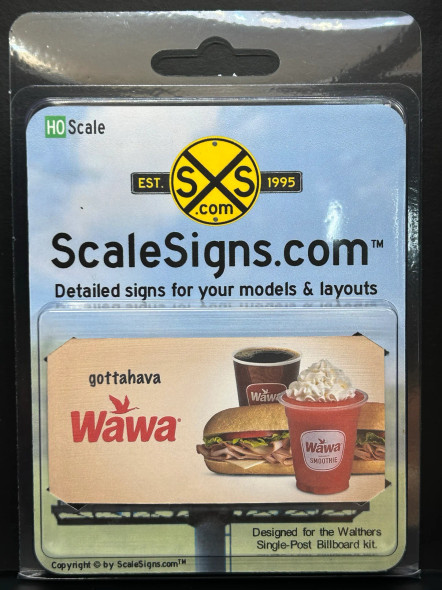 ScaleSigns HO-1600-012-v02 - Billboard Sign Insert Wawa Gas v2  - HO Scale