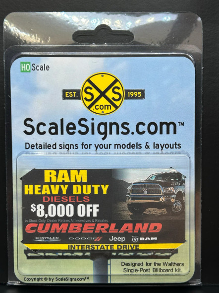 ScaleSigns HO-1600-025-v01 - Billboard Sign Insert RAM Trucks v1  - HO Scale
