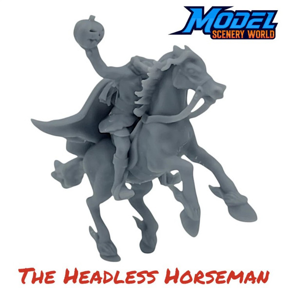 Model Scenery World N012 - Headless Horseman Riding Daredevil Horse  - N Scale