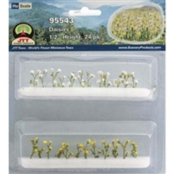 JTT 595543 - Daisies: 24/pk  - 1/2in    - HO Scale