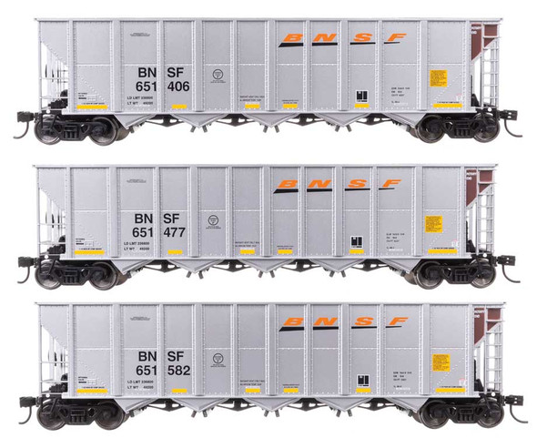 Walthers Mainline 910-56870 - 50' RD-4 Hopper 3-Pack BNSF 651444, 6511482, 651551 - HO Scale