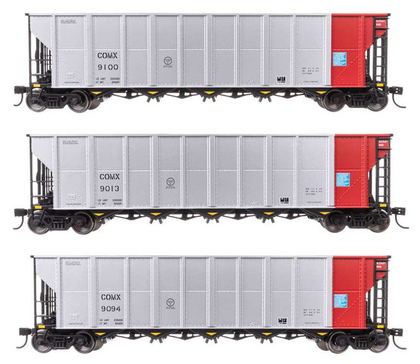 Walthers Mainline 910-56873 - 50' RD-4 Hopper 3-Pack Commonwealth Edison (COMX) 9013, 9094, 9100 - HO Scale