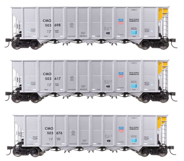 Walthers Mainline 910-56879 - 50' RD-4 Hopper 3-Pack Union Pacific (CMO) 503617, 503676, 503698 - HO Scale