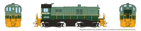 PRE-ORDER: Rapido 36502 - MLW S-13 w/ DCC and Sound British Columbia Railway (BCOL) Two-Tone Green Scheme: #1002 - HO Scale