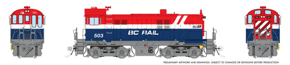 PRE-ORDER: Rapido 36506 - MLW S-13 w/ DCC and Sound British Columbia Railway (BCOL) Red/White/Blue Hockey Stick: #503 - HO Scale