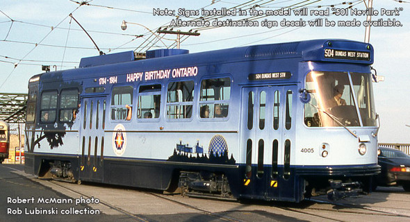 PRE-ORDER: Rapido 702017 - TTC Canadian Light Rail Vehicle DC Silent Toronto TTC "Happy Birthday Ontario": #4005 - HO Scale