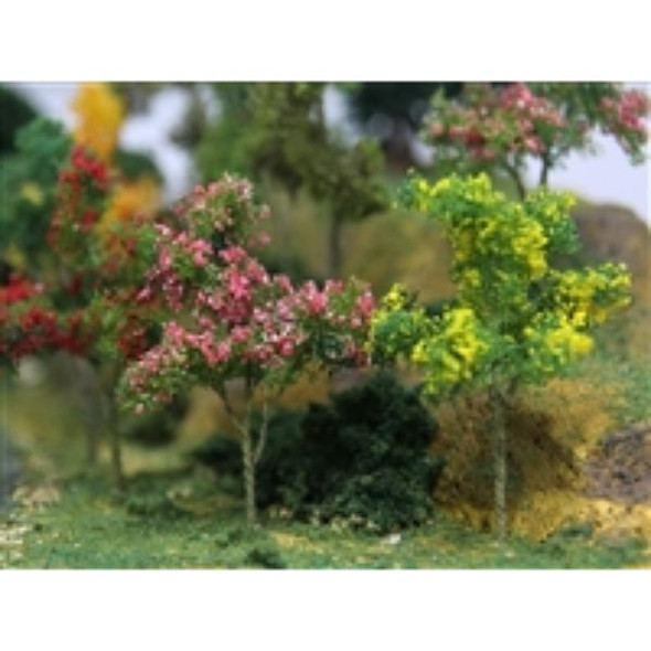 JTT 595632 - Flower Trees:Red, Pink, Yellow, Purple 18/pk - 1.5" - 2"    - O Scale