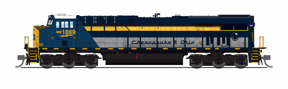 PRE-ORDER: Broadway Limited 9887 - GE ES44AC DC Silent CSX (CSXT) 1869 C&O Heritage - N Scale