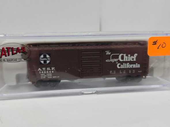 Pre-Owned: Atlas Box 40' Single Door Santa Fe ATSF 142544 - N Scale
