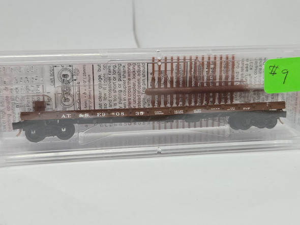 Pre-Owned: Micro-Trains Flat Straight Side, Side Mounted Brake Wheel Santa Fe ATSF 90835 - N Scale