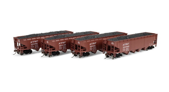 Athearn 1570 - 40' 4-Bay Offset Hopper w/Load Atchison, Topeka and Santa Fe (ATSF) 181089/181112/181135/181152 - HO Scale