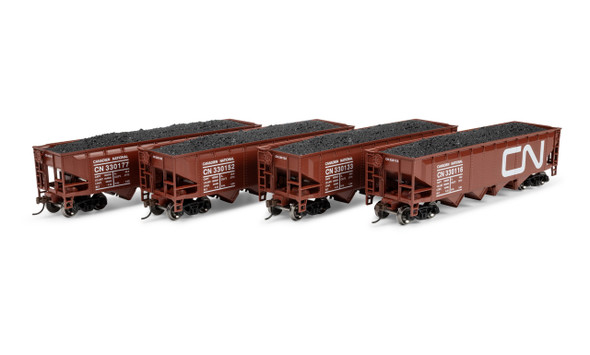 Athearn 1576 - 40' 4-Bay Offset Hopper w/Load Canadian National (CN) 330116/330133/330152/330177 - HO Scale
