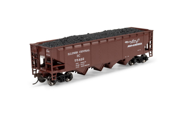 Athearn 1581 - 40' 4-Bay Offset Hopper w/Load Illinois Central (IC) 75422 - HO Scale