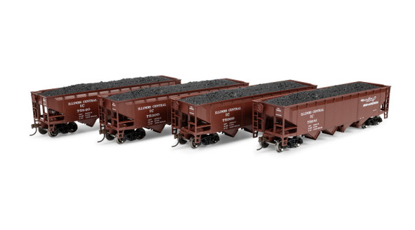 Athearn 1582 - 40' 4-Bay Offset Hopper w/Load Illinois Central (IC) 75300/75681/75840/75999 - HO Scale