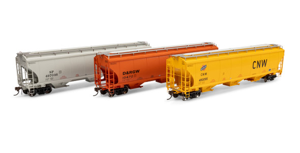 Athearn Genesis 1063 - Trinity 5161 3-Bay Covered Hopper (3) CNW 480095/DRGW 10472/SP 497046 - HO Scale