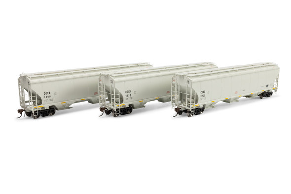 Athearn Genesis 1077 - Trinity 5161 3-Bay Covered Hopper (3) Cargill (CGEX) 1090/1201/1518 - HO Scale