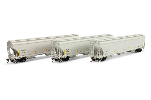 Athearn Genesis 1078 - Trinity 5161 3-Bay Covered Hopper (3) Cargill (CGEX) 1194/1298/1976 - HO Scale