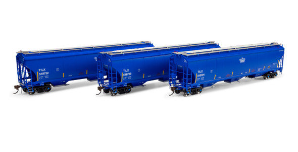 Athearn Genesis 1085 - Trinity 5161 3-Bay Covered Hopper (3) Imperial Sugar (TILX) 518721/518728/518732 - HO Scale