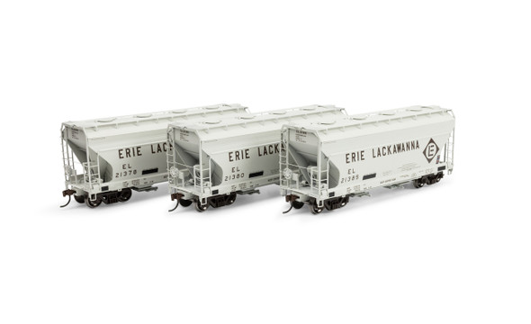 Athearn 1682 - ACF 2970 2-Bay Covered Hopper (3) Erie Lackawanna (EL) 21378/21380/21385 - HO Scale