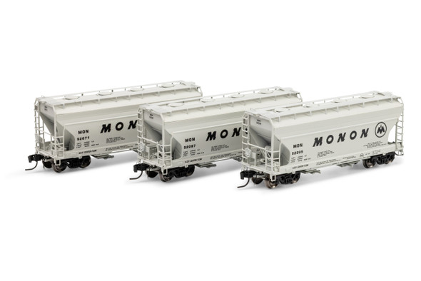 Athearn Genesis 1292 - ACF 2970 2-Bay Covered Hopper (3) Monon (MON) 52071/52087/52095 - N Scale