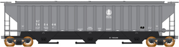 InterMountain 653125-05 - PS 4750 Cu Ft 3-Bay Hopper Illinois Central (IC) 765858 - N Scale