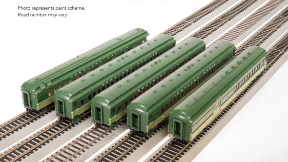Broadway Limited 9102 - Pullman Heavyweight 5-Car Passenger Set Northern Pacific (NP) #1195, #1352, #1357, #1364, "GREEN RIVER" - HO Scale