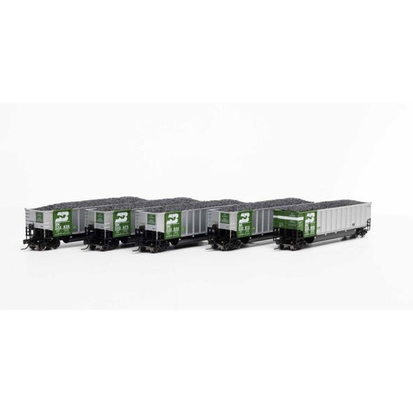 Athearn 25059 - Bethgon Coalporter with Load, BN #2 (5) Burlington Northern (BN) 533809, 533825, 533841, 533862, 533873 - N Scale