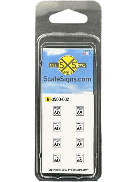 ScaleSigns N-3500-032 - 60 mph + 65 mph Signs  - N Scale