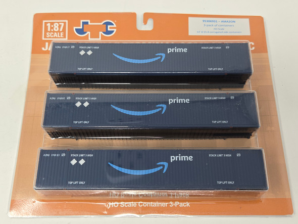 Jacksonville Terminal Co 95306933 - 53' Container 3 Pack Set #3 Amazon (AZNU)  - HO Scale