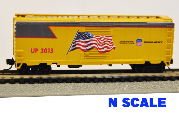 Value Trains USA N40-004 - 40' PS-1 Boxcar Union Pacific (UP) Union Pacific Flag Heritage 3013 - N Scale