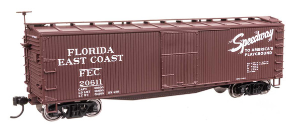 Walthers Mainline 910-40180 - 40' Double Sheathed Wood Boxcar Florida East Coast (FEC) 20620 - HO Scale