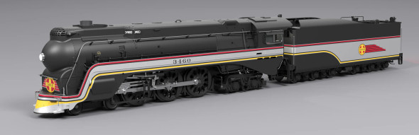 PRE-ORDER: Broadway Limited 8987 - Baldwin 3460 Class “Super Hudsons” 4-6-4 (Paragon4 Sound/DC/DCC/Smoke) Atchison, Topeka and Santa Fe (ATSF) 3460 Valley Flyer Fantasy Paint - HO Scale