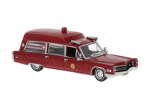 Brekina 19775 - 1966 Cadillac Meteor Ambulance Red  - HO Scale