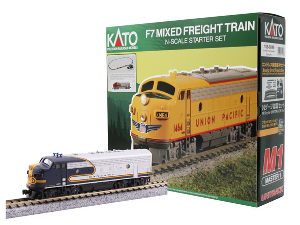 Kato 106-0051 - F7 Freight Train Starter Set (DC Silent) Atchison, Topeka and Santa Fe (ATSF)  - N Scale